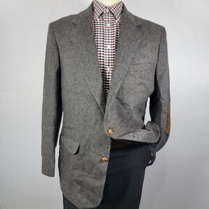 VTG Hamilton Collection Men's Tweed Sport Coat Two Button Gray Brown Wool 46L